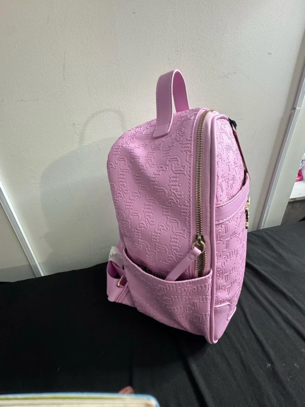 Juicy Couture Pink Mini Backpack Heart Charm Y2K Logo Embossed Weekender Bag NWT